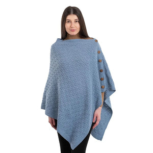 LLS110-904-OS Lambswool Aran Knit Poncho- Dark Blue Creative Irish Gifts
