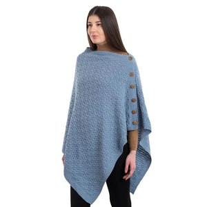 LLS110-904-OS Lambswool Aran Knit Poncho- Dark Blue Creative Irish Gifts

