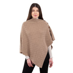LLS110 Lambswool Aran Knit Poncho- Brown Creative Irish Gifts

