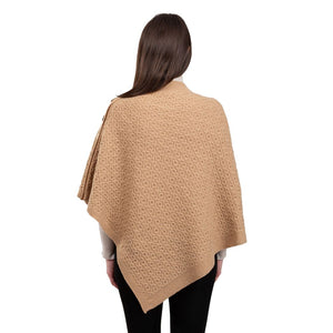 LLS110 Lambswool Aran Knit Poncho- Back View Creative Irish Gifts
