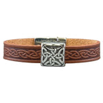 Leather Celtic Knot Magnetic Cuff Bracelet Brown square  Creative Irish Gifts