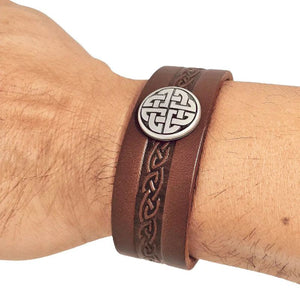 Leather Celtic Knot Magnetic Cuff Bracelet BROWN LIFESTYLE  Creative Irish Gifts