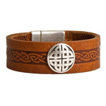 Leather Celtic Knot Magnetic Cuff Bracelet Brown Studio  Creative Irish Gifts
