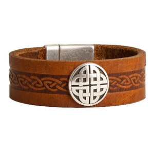 Leather Celtic Knot Magnetic Cuff Bracelet Brown Studio  Creative Irish Gifts