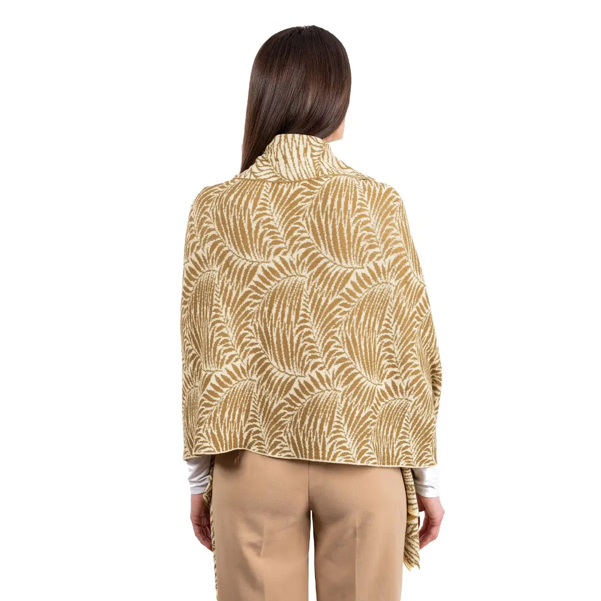 LS104-402-OS Newgrange Fern Shawl- Brown Back View Creative Irish Gifts
