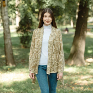 LS104-402-OS Newgrange Fern Shawl- Brown Creative Irish Gifts
