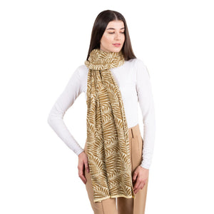 LS104- Newgrange Fern Shawl- Brown Front View Creative Irish Gifts
