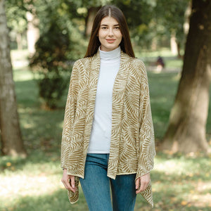 LS104- Newgrange Fern Shawl- Brown Creative Irish Gifts
