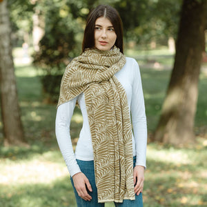 LS104- Newgrange Fern Shawl- Brown Lifestyle Creative Irish Gifts
