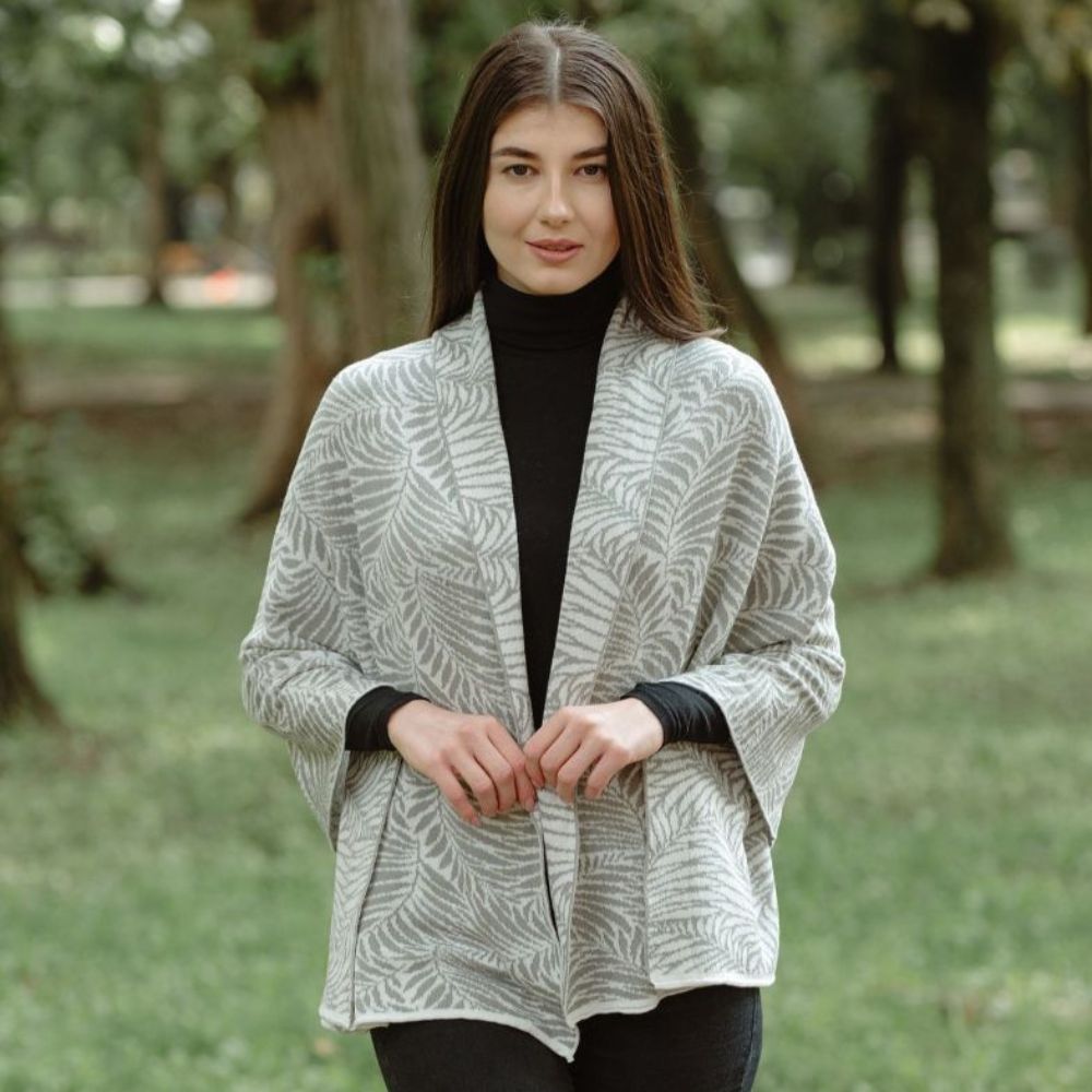 LS104- Newgrange Fern Shawl- Grey Lifestyle Creative Irish Gifts
