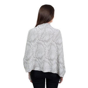 LS104- Newgrange Fern Shawl- Grey Back View Creative Irish Gifts
