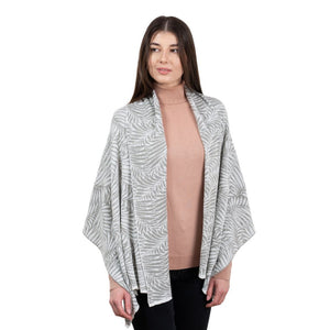 LS104- Newgrange Fern Shawl- Grey Front View Creative Irish Gifts
