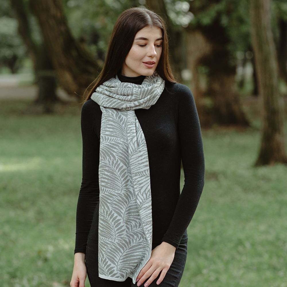 LS104- Newgrange Fern Shawl- Grey Lifestyle Creative Irish Gifts
