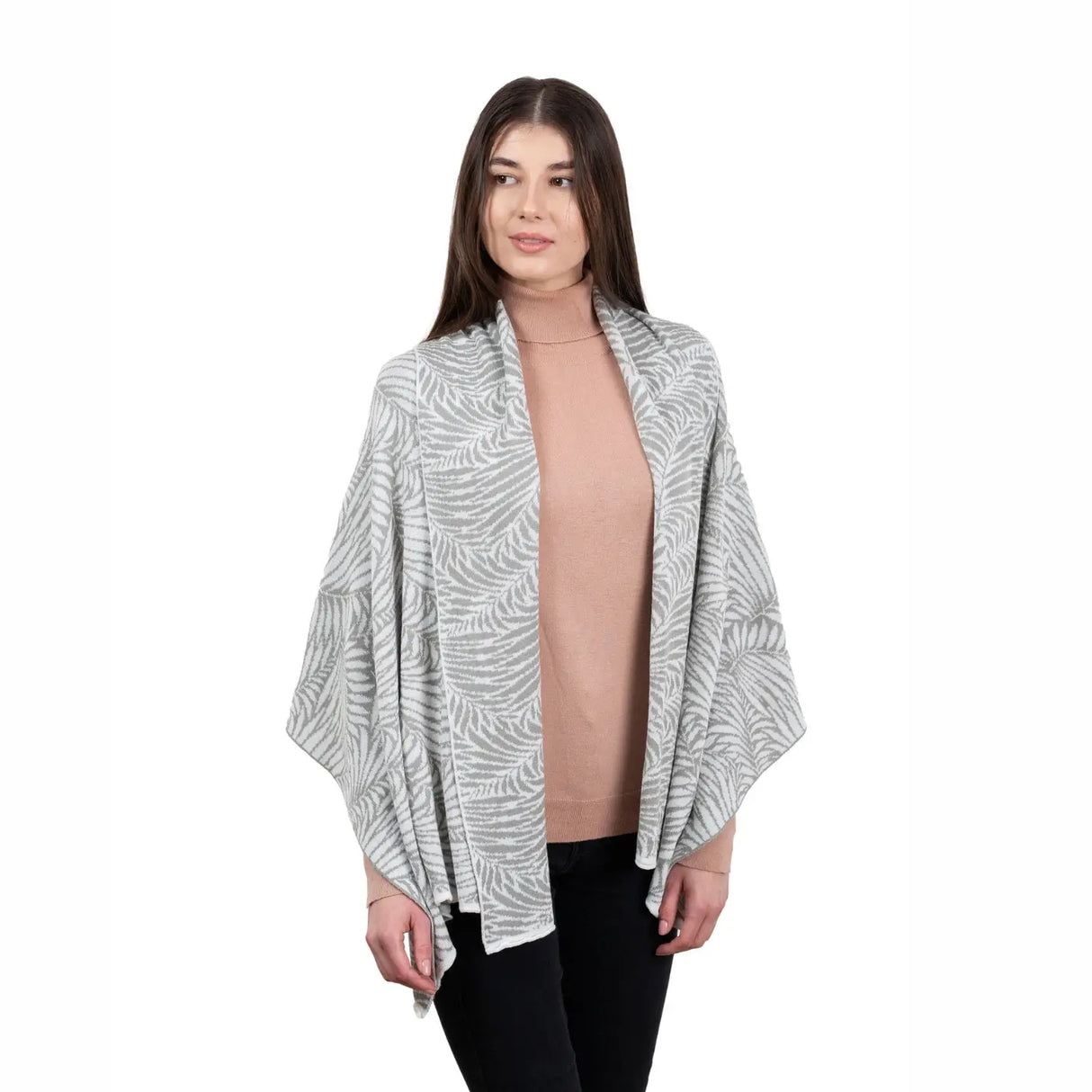 LS104-403-OS Newgrange Fern Shawl- Grey Creative Irish Gifts
