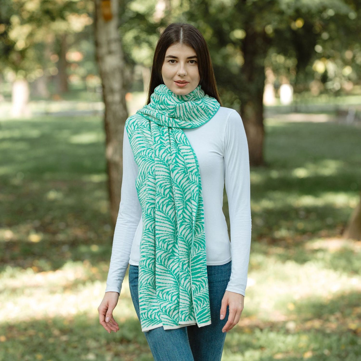LS104-404-OS Newgrange Fern Shawl- Green Creative Irish Gifts
