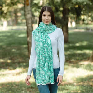 LS104-404-OS Newgrange Fern Shawl- Green Creative Irish Gifts
