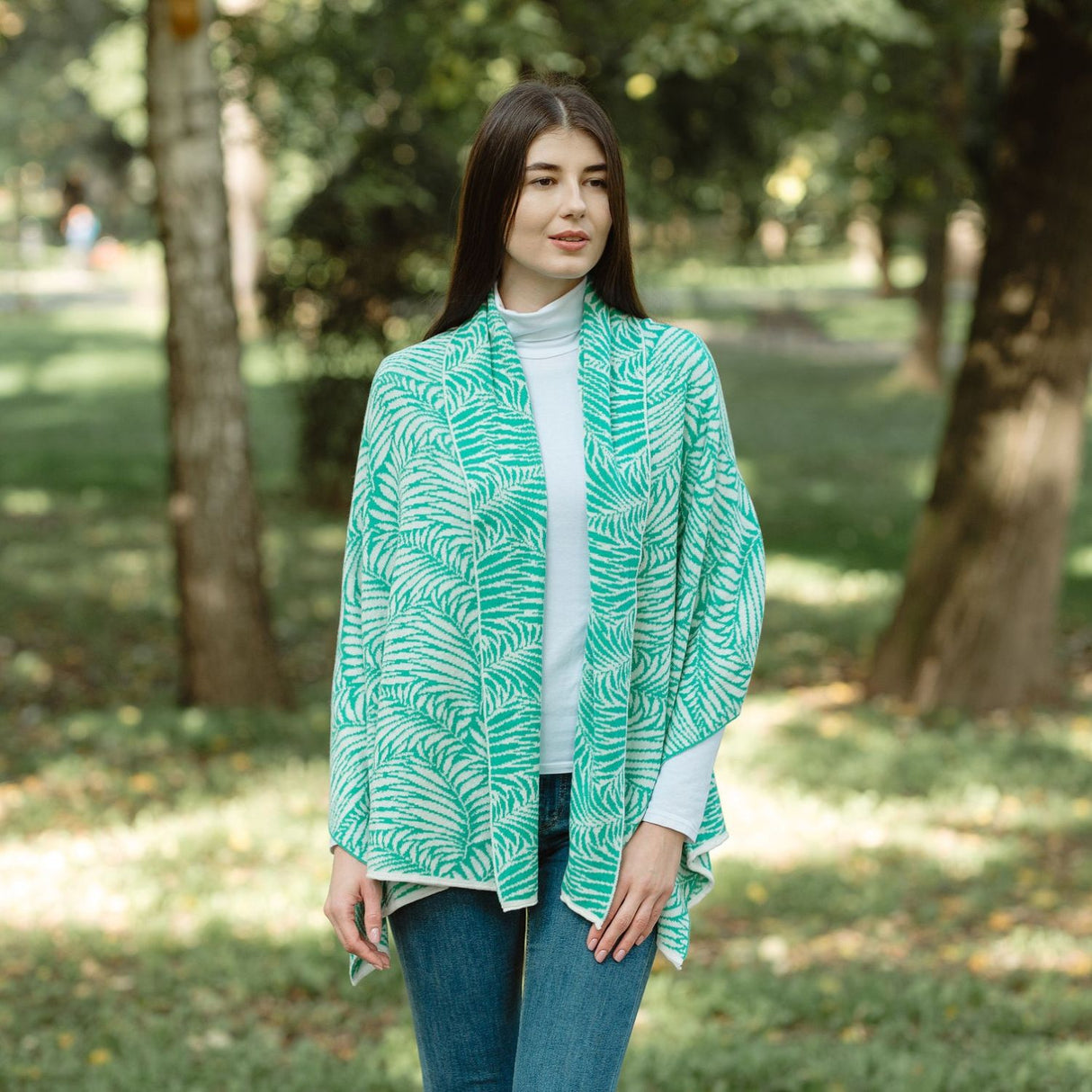 LS104-404-OS Newgrange Fern Shawl- Green Creative Irish Gifts
