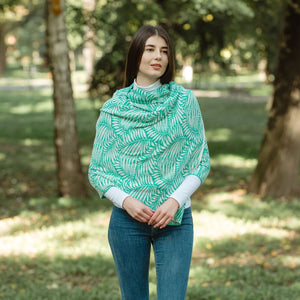 LS104-404-OS Newgrange Fern Shawl- Green Creative Irish Gifts
