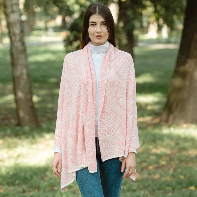 LS104-408 Newgrange Fern Shawl- Pink Creative Irish Gifts
