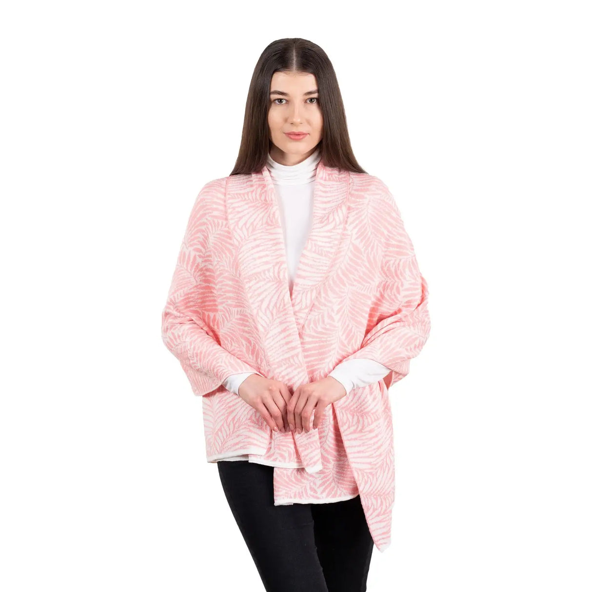LS104-408 Newgrange Fern Shawl- Pink Creative Irish Gifts

