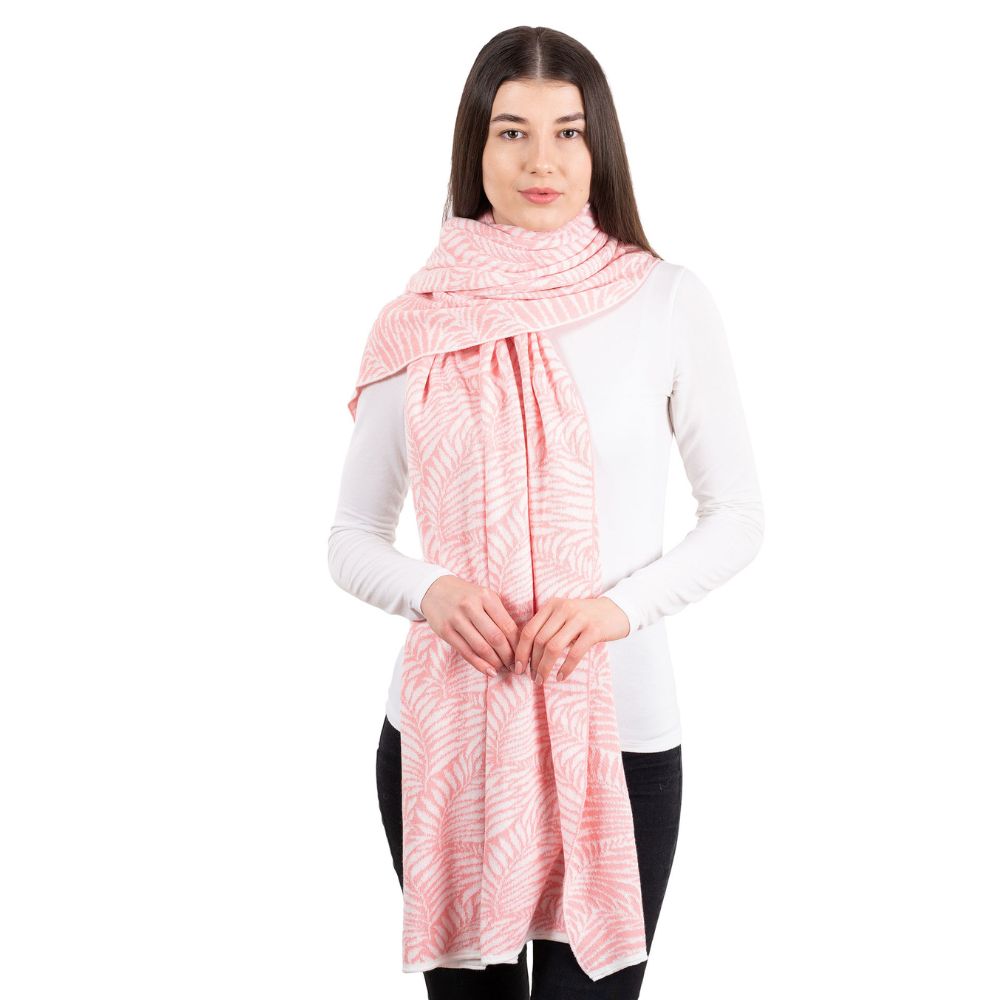 LS104- Newgrange Fern Shawl- Pink Front View Creative Irish Gifts
