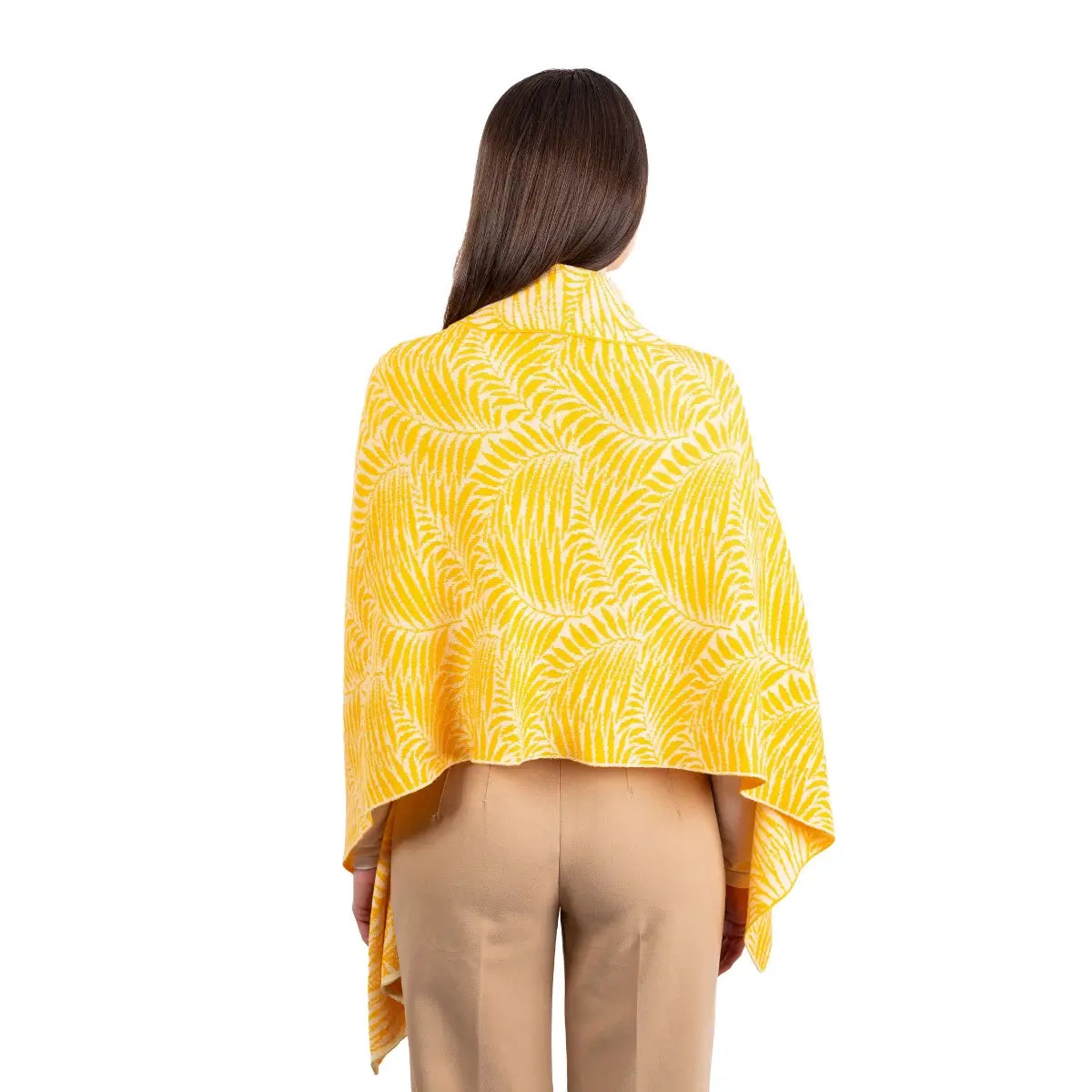 LS104-411-OS Newgrange Fern Shawl- Yellow Back View Creative Irish Gifts
