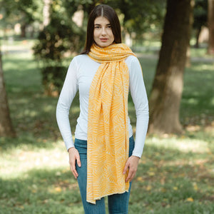 LS104- Newgrange Fern Shawl- Yellow Lifestyle Creative Irish Gifts
