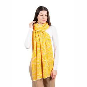 LS104-411-OS Newgrange Fern Shawl- Yellow Creative Irish Gifts
