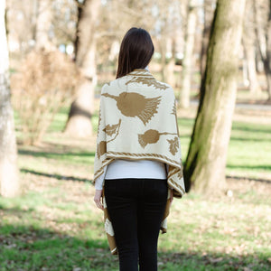 Scottish Thistle Shawl- Fawn Brown Creative Irish Gifts Back View
 