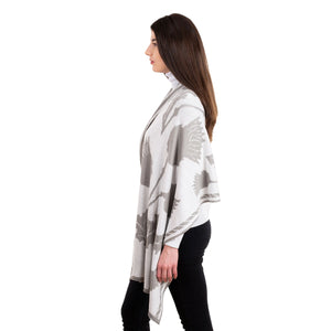 LS106-403-OS Thistle Shawl- Grey Side View Creative Irish Gifts
