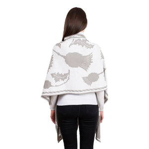 LS106-403-OS Thistle Shawl- Grey Back View Creative Irish Gifts
