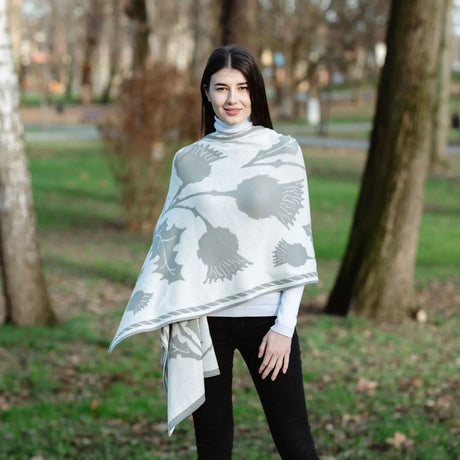 LS106-403-OS Thistle Shawl- Grey Creative Irish Gifts

