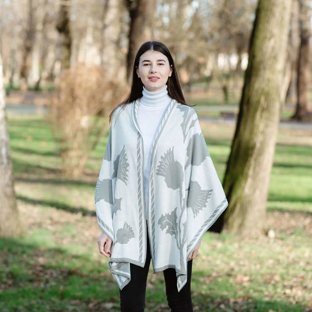 LS106-403-OS Thistle Shawl- Grey Creative Irish Gifts
