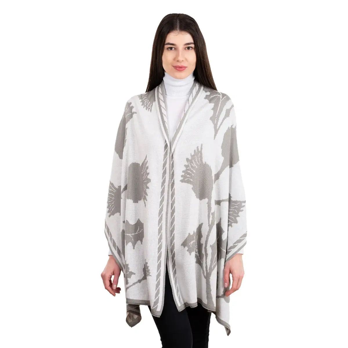 LS106-403-OS Thistle Shawl- Grey Creative Irish Gifts
