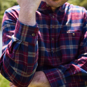 LV-FCGFS-LV10 Maroon Check Grandfather Shirt Closely Creative Irish Gifts