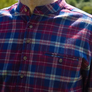 LV-FCGFS-LV10 Maroon Check Grandfather Shirt Front view Creative Irish Gifts