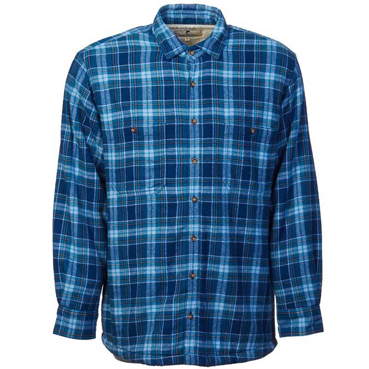 LV-FLFS-Lv8 Men's Button-Up Blue & Navy Tartan Fleece Jacket  Creative Irish Gifts Front View
