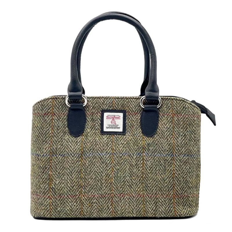 Handwoven Harris Tweed & Leather Hand Bag Contry Green Creative Irish Gift