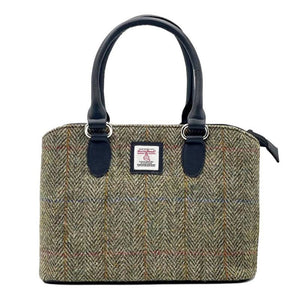Handwoven Harris Tweed & Leather Hand Bag Contry Green Creative Irish Gift