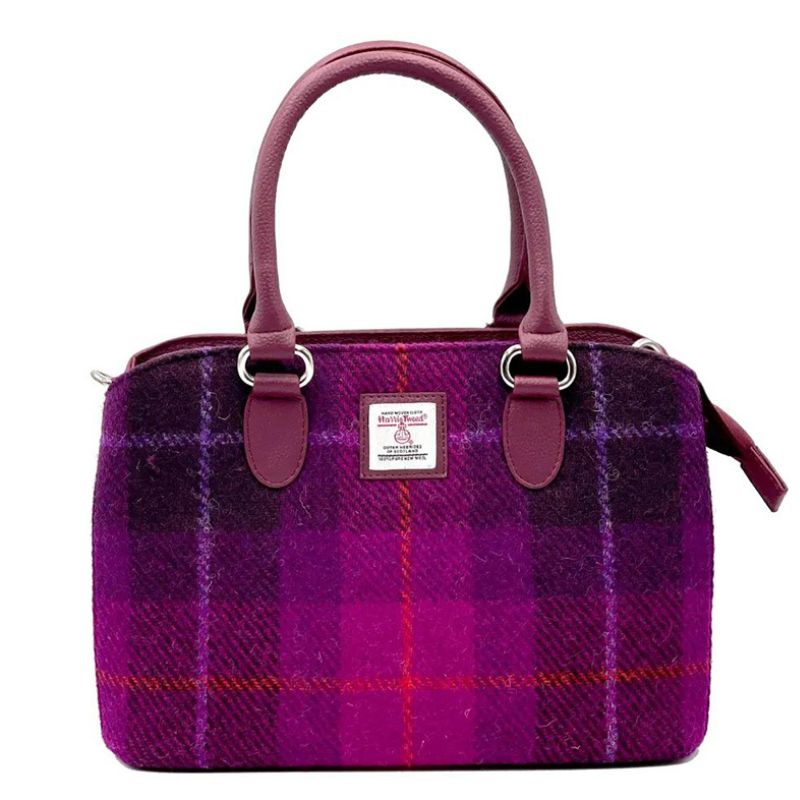 Handwoven Harris Tweed & Leather Hand Bag Purple Creative Irish Gift