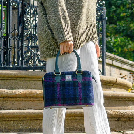 Handwoven Harris Tweed & Leather Hand Bag