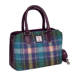Handwoven Harris Tweed & Leather Hand Bag Green Purple Creative Irish Gift