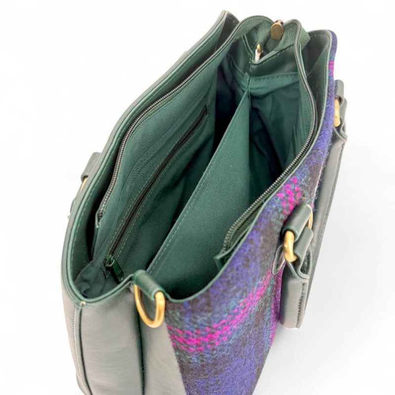 Handwoven Harris Tweed & Leather Hand Bag Inside View Creative Irish Gift