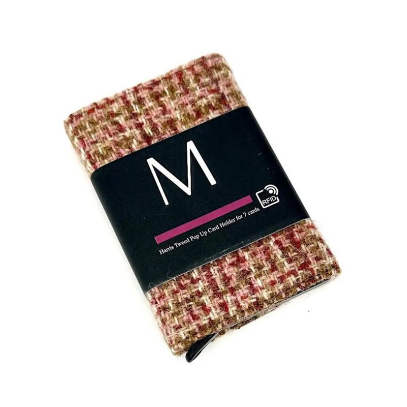 MCS-CB2412 Handcrafted Harris Tweed & Vegan Leather Card Holder, Maple Creative Irish Gifts