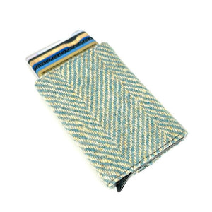 MCS-CB2412 Handcrafted Harris Tweed & Vegan Leather Card Holder, Green Creative Irish Gifts