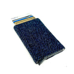 MCS-CB2412 Handcrafted Harris Tweed & Vegan Leather Card Holder, Blue studio Creative Irish Gifts