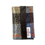 MCS-CB2412 Handcrafted Harris Tweed & Vegan Leather Card Holder, Blue Brown studio Creative Irish Gifts