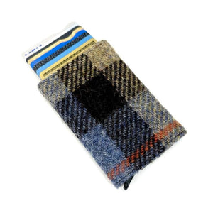 MCS-CB2412 Handcrafted Harris Tweed & Vegan Leather Card Holder, Blue Brown Creative Irish Gifts