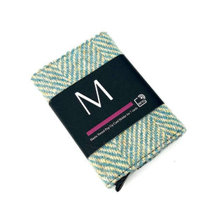 MCS-CB2412 Handcrafted Harris Tweed & Vegan Leather Card Holder, Turquoise Creative Irish Gifts