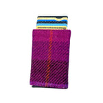 MCS-CB2412 Handcrafted Harris Tweed & Vegan Leather Card Holder, Purple Creative Irish Gifts